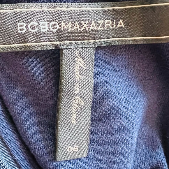 BCBGMAXAZRIA Navy Blue Ruffle Tiered mini Dress pleated - Picture 6 of 6